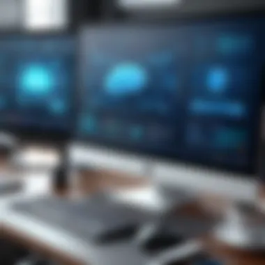 Innovative AI Tools for Enhanced Writing A futuristic workspace showcasing AI tools enhancing writing productivity.