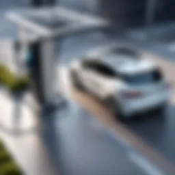 Electric car charging station with vehicles
