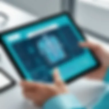 Patient Management Application A specialized application for patient management displayed on a tablet.