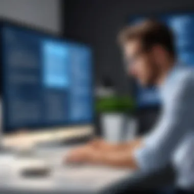 The Review Process in Technical Recruitment A technical recruiter reviewing resumes on a digital platform