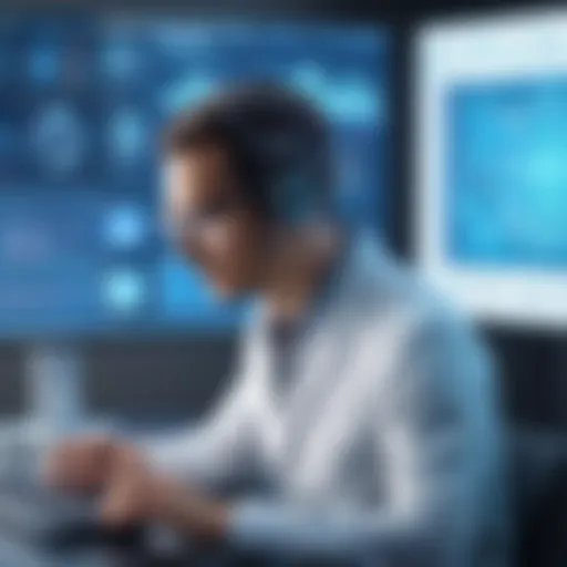 Illustration of an AI engineer analyzing data patterns