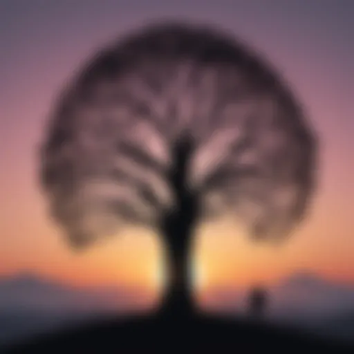 Silhouette of a tree against a sunset sky