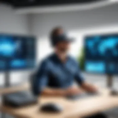 Innovative Digital Workspace with VR Applications A digital workspace showcasing virtual reality applications